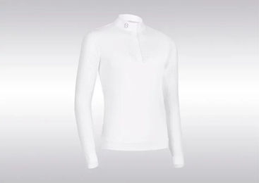 Produktbild von Samshield Faustine Turnier-Poloshirt Reiten für Damen in Weiß oder Blau Größe XL