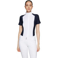 Produktbild von Samshield Gretta Metal Dots Turnierpolo Damen Reitshirt Weiß Blau Größe L