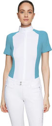 Produktbild von Samshield Gretta Metal Dots Turnierpolo Damen Reitshirt Weiß Blau Größe M