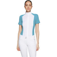 Produktbild von Samshield Gretta Metal Dots Turnierpolo Damen Reitshirt Weiß Blau Größe M