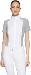 Produktbild von Samshield Gretta Metal Dots Turnierpolo Damen Reitshirt Weiß Grau Größe L