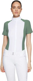 Produktbild von Samshield Gretta Metal Dots Turnierpolo Damen Reitshirt Weiß Grün Größe L