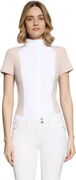 Produktbild von Samshield Gretta Metal Dots Turnierpolo Damen Reitshirt Weiß Rosa Größe S