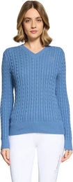 Produktbild von Samshield Lisa Twisted Damen Pullover mit V-Ausschnitt aus Baumwolle Blau 2XS