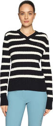 Produktbild von Samshield Lisa Twisted Damen Pullover mit V-Ausschnitt aus Baumwolle Blau Bunt Grösse 2XS