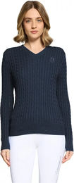 Produktbild von Samshield Lisa Twisted Damen Pullover mit V-Ausschnitt aus Baumwolle Blau Größe L