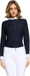 Produktbild von Samshield Lou Turnierpolo mit langen Ärmeln für Damen in Blau oder Schwarz Größe XS