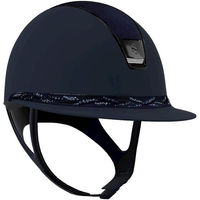 Produktbild von Samshield Reithelm Miss Shield 2.0 Blue SM mit Alcantara Frontal Band Flower Sw Trim und Blason Blake Chrome Grösse L
