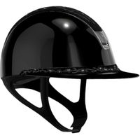 Produktbild von Samshield Reithelm Miss Shield 2.0 Glossy Black mit FB Cherry Blossom Black Trim und Blason Black Chrome Konfiguration Größe M
