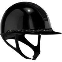 Produktbild von Samshield Reithelm Miss Shield 2.0 Glossy Black mit FB Cherry Blossom Black Trim und Blason Matt Black Konfiguration L mit Dressurausschnitt