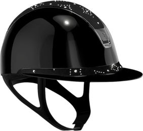 Samshield Reithelm Miss Shield 2.0 Glossy Black mit Frontalband Celestial Crystal Black Trim und Blason Black Chrome Konfiguration M mit Dressurausschnitt – Bild 1 von 1