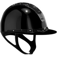 Produktbild von Samshield Reithelm Miss Shield 2.0 Glossy Black mit Frontalband Celestial Crystal Black Trim und Blason Black Chrome Konfiguration S