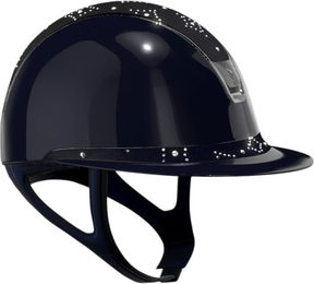 Samshield Reithelm Miss Shield 2.0 Glossy Blue mit FB Celestial Crystal Navy Trim und Blason Black Chrome Konfiguration L mit Dressurausschnitt – Bild 1 von 1
