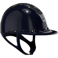Produktbild von Samshield Reithelm Miss Shield 2.0 Glossy Blue Top mit FB Celestial Crystal Navy Trim und Blason Black Chrome Konfiguration L