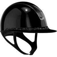 Produktbild von Samshield Reithelm Miss Shield 2.0 SG Black FB Cherry Blossom Black Trim mit Blason Black Chrome Konfiguration Größe M und Dressurausschnitt