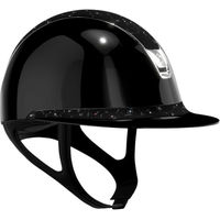 Produktbild von Samshield Reithelm Miss Shield 2.0 SG Black Top mit FB Floral Trim und Blason Chrome Silver Konfiguration S