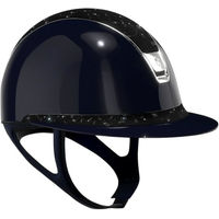 Produktbild von Samshield Reithelm Miss Shield 2.0 SG Blue Top mit FB Floral Trim und Blason Chrome Silver Konfiguration M