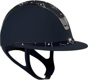 Samshield Reithelm Miss Shield 2.0 Shadow Blue Top mit FB Celestial Crystal Navy Trim und Blason Black Chrome Konfiguration M mit Dressurausschnitt – Bild 1 von 1