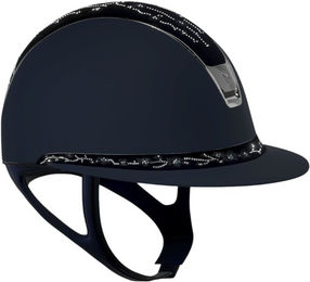 Samshield Reithelm Miss Shield 2.0 Shadow Blue Top mit FB Cherry Blossom Navy Trim und Blason Black Chrome Konfiguration Größe S – Bild 1 von 1