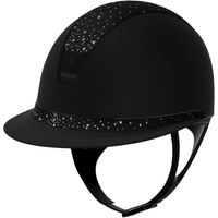 Produktbild von Samshield Reithelm Miss Shield 2.0 ShadowMatt Black mit FB Crystal Rain Trim und Blason Matt Black Konfiguration M mit Dressurausschnitt