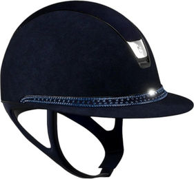 Samshield Reithelm Miss Shield 2.0 Shadowmatt Blue in Blau mit Alcantara und Chrome Silber Tiara Grösse M – Bild 1 von 1