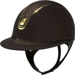 Samshield Reithelm Miss Shield 2.0 ShadowMatt Brown mit FB Crystal Rain Trim und Blason Chrome Gold Konfiguration L – Bild 1 von 1