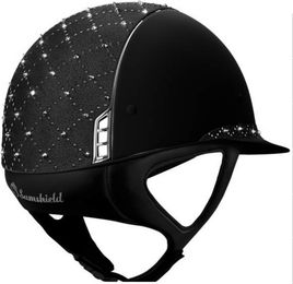Samshield Reithelm Miss Shield Lozenge für Damen mit Swarovski Kristallen in Schwarz Alcantara – Bild 1 von 2