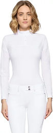 Produktbild von Samshield Reitshirt Polo für Damen mit langen Ärmeln Weiß 2XS