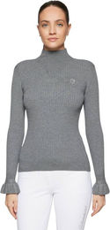 Samshield Rollkragenpullover Damen Lidia Ruffle mit Swarovski-Kristallen Grau Größe S Oeko-Tex zertifiziert – Bild 1 von 1