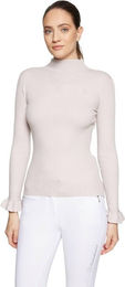 Samshield Rollkragenpullover Lidia Ruffle Damen Beige mit Swarovski-Kristallen Größe L Oeko-Tex zertifiziert – Bild 1 von 1