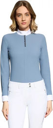 Produktbild von Samshield Roxane Premium Turnierpolo Damen mit langen Ärmeln Blau Größe M