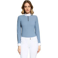 Produktbild von Samshield Roxane Premium Turnierpolo Damen mit langen Ärmeln Blau XL