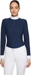 Produktbild von Samshield Roxane Premium Turnierpolo Damen mit langen Ärmeln Blau XS