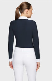 Produktbild von Samshield Roxane Premium Turnierpolo mit langen Ärmeln für Damen in Blau oder Schwarz Größe XL