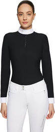 Produktbild von Samshield Roxane Premium Turnierpolo mit langen Ärmeln für Damen in Schwarz Größe S