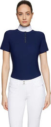 Produktbild von Samshield Roxy Premium Turnierpolo Damen Reitshirt Blau Größe M