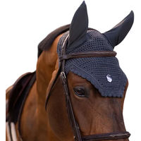 Produktbild von Samshield Soundshield Fliegenhaube für Pferde mit Stickerei in Blau und Grau