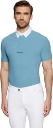 Produktbild von Samshield Turnier-Poloshirt Calvin Reitshirt für Herren in Weiß und Blau Größe XXL