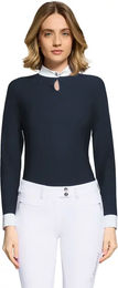 Produktbild von Samshield Turnierpolo Eiden Reitshirt Damen mit langen Ärmeln Blau Größe L