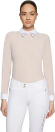 Produktbild von Samshield Vita Turnierpolo Damen mit langen Ärmeln in Rosa und Beige Größe XL