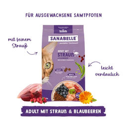 Sanabelle Adult Trockenfutter Strauß und Blaubeeren für ausgewachsene Katzen 400 g - 400 g – Bild 1 von 8