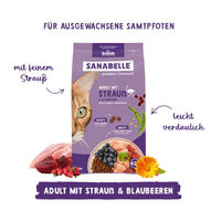 Produktbild von Sanabelle Adult Trockenfutter Strauß und Blaubeeren für ausgewachsene Katzen 400 g - 400 g