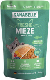 Produktbild von Sanabelle Freshe Mieze Katzenfutter Forelle Pute und Huhn getreidefrei 10x100 g