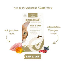 Produktbild von Sanabelle Hair & Skin Katzentrockenfutter Geflügel und Lachs für ausgewachsene Katzen glutenfrei und zuckerfrei 400 g - 400 g
