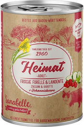 Sanabelle Heimat Nassfutter Adult Forelle und Ente Stückchen in Sauce getreidefrei 12x400g - 12 x 400 g – Bild 1 von 3