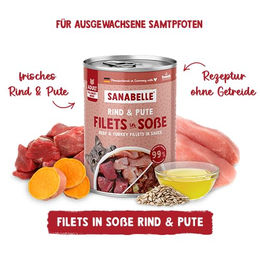 Sanabelle Katzen Nassfutter Schlemmertopf Rind und Pute Stückchen in Sauce Adult Getreidefrei 6 x 380g - 6 x 380 g – Bild 1 von 5