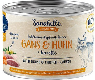Sanabelle Katzenfutter Schlemmertopf Gans und Huhn Stückchen in Sauce getreidefrei Adult 12x180g – Bild 1 von 2