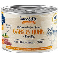 Produktbild von Sanabelle Katzenfutter Schlemmertopf Gans und Huhn Stückchen in Sauce getreidefrei Adult 12x180g