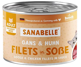 Sanabelle Nassfutter Schlemmertopf für Katzen Adult Gans und Huhn Stückchen in Sauce getreidefrei 6 x 180 g - 6 x 180 g – Bild 1 von 2