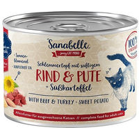 Produktbild von Sanabelle Schlemmertopf Katzen Nassfutter Rind und Pute Stückchen in Sauce Getreidefrei Adult 12x180g